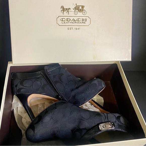 Coach Black Patterned Heeled Boots - Picture 6 of 8